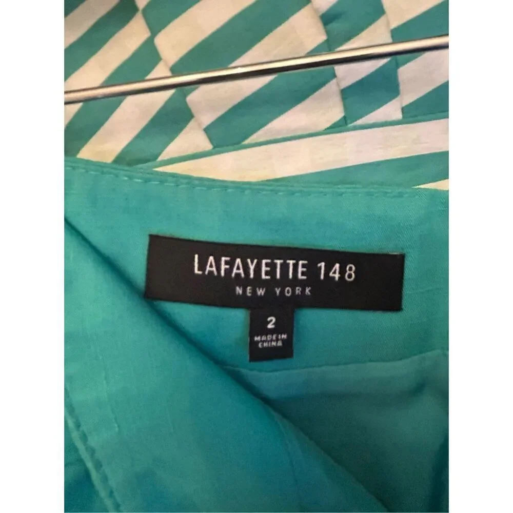 Lafayette 148 button up shirt szâ0 and a pencil skirt sz 2 set career preppy - Picture 15 of 16